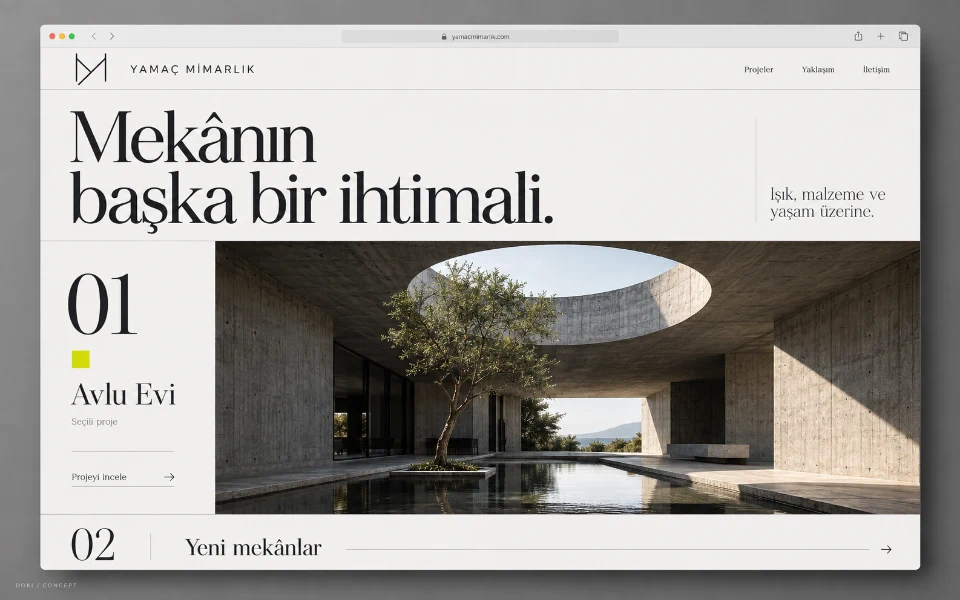 YAMAÇ MİMARLIK · Sitio de portafolio de estudio de arquitectura