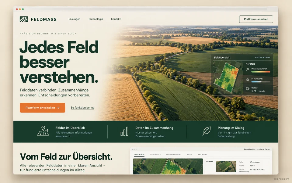 FELDMASS · Sitio web de plataforma agritech