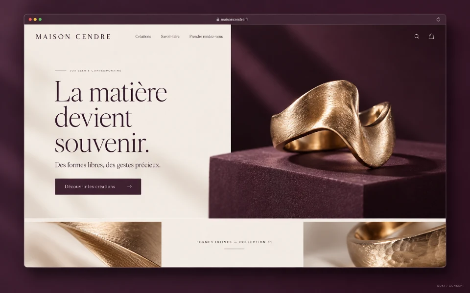 MAISON CENDRE · Sitio web de joyería contemporánea
