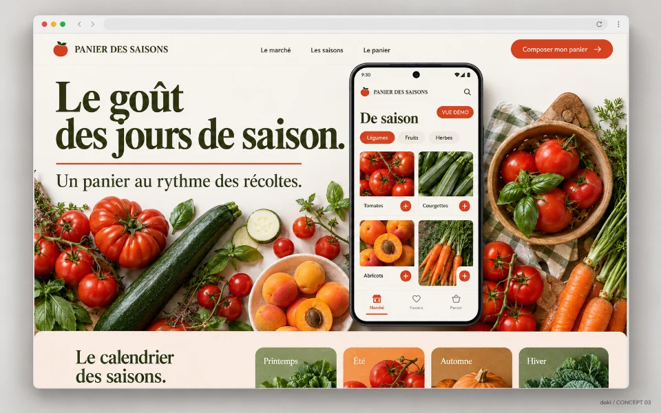 PANIER DES SAISONS · Sitio web de aplicación Android de comida local