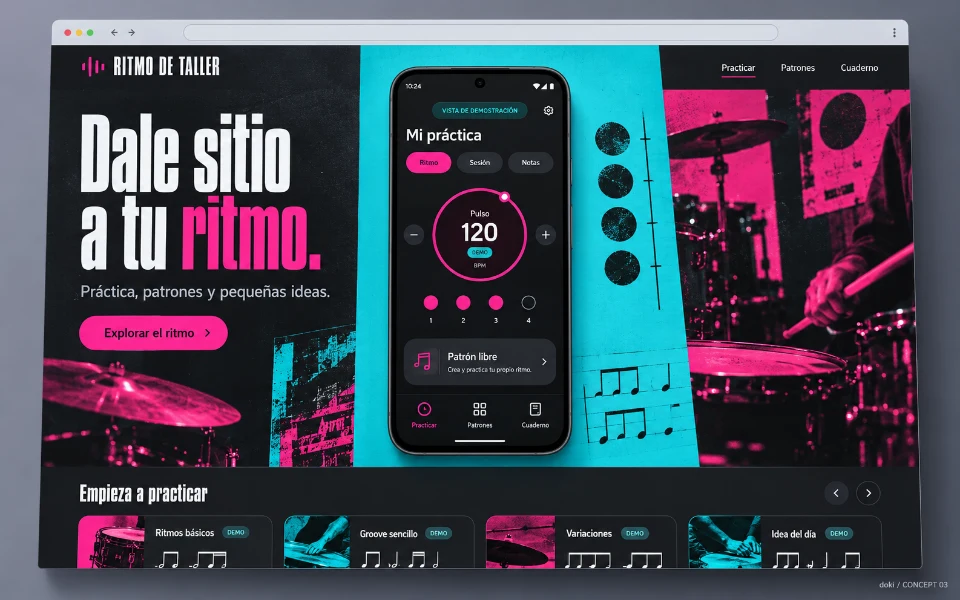RITMO DE TALLER · Sitio web de aplicación Android de práctica musical