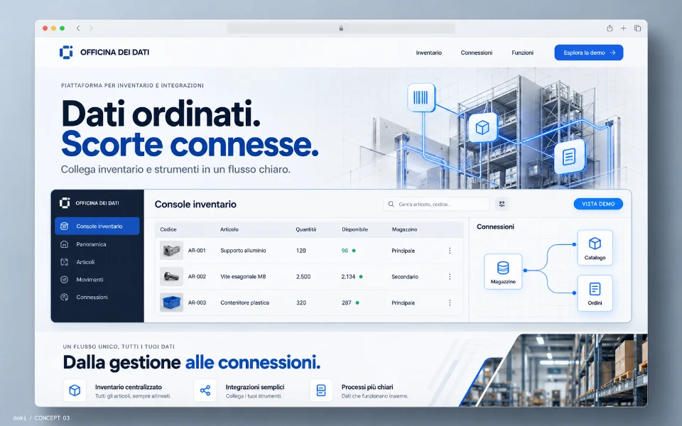 OFFICINA DEI DATI · Sitio web de automatización de inventario y datos