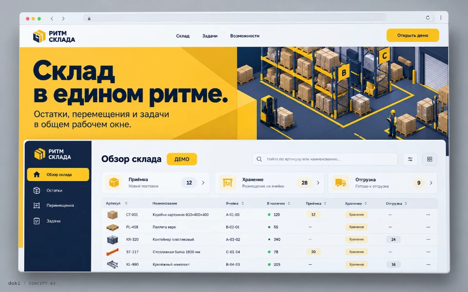 РИТМ СКЛАДА · Sitio web de software de automatización de almacenes