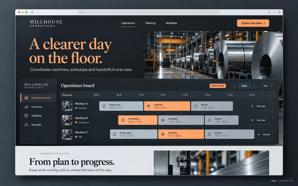 MILLHOUSE OPERATIONS · Sitio web de software de operaciones de producción