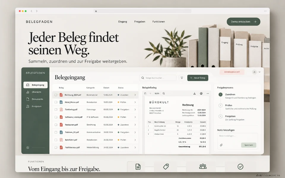 BELEGFADEN · Sitio web de automatización de procesamiento de documentos