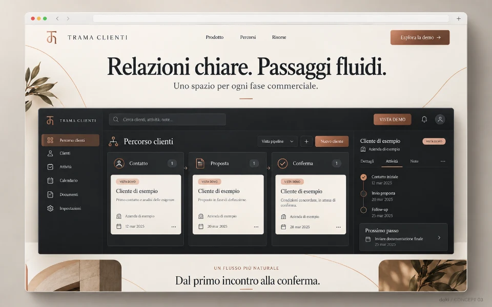 TRAMA CLIENTI · Sitio web de software de automatización CRM