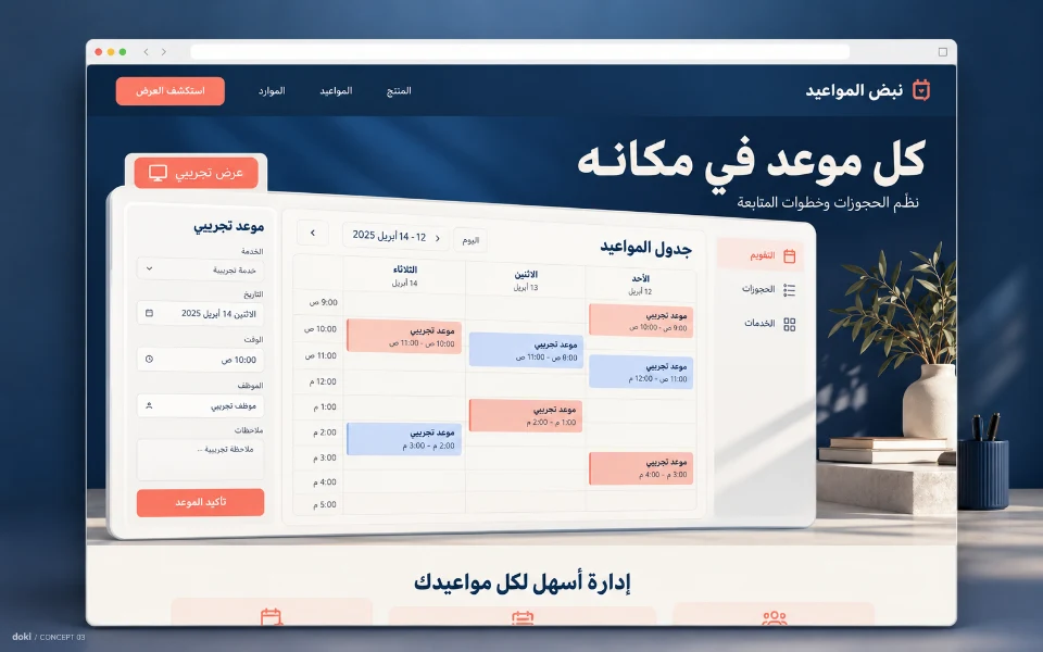 نبض المواعيد · Sitio web de automatización de reservas