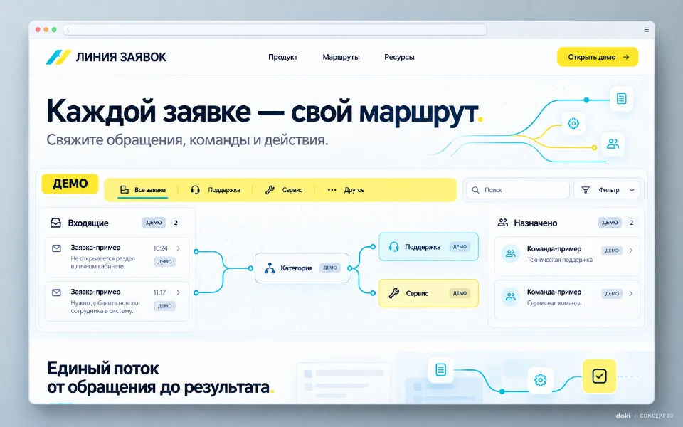 ЛИНИЯ ЗАЯВОК · Sitio web de automatización de enrutamiento de solicitudes