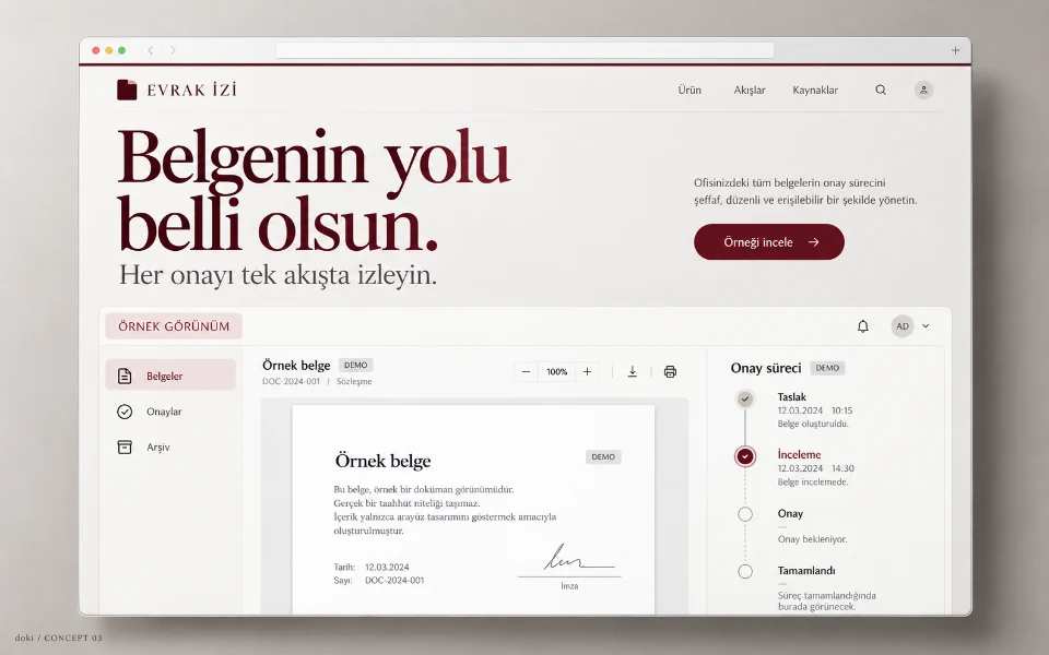 EVRAK İZİ · Sitio web de automatización de aprobación de documentos