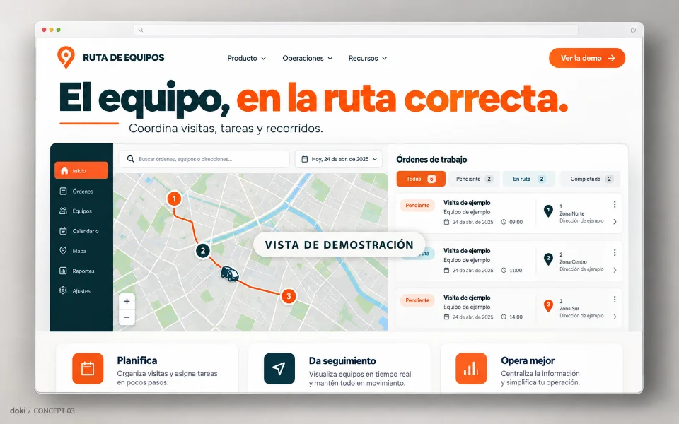 RUTA DE EQUIPOS · Sitio web de automatización de servicios de campo