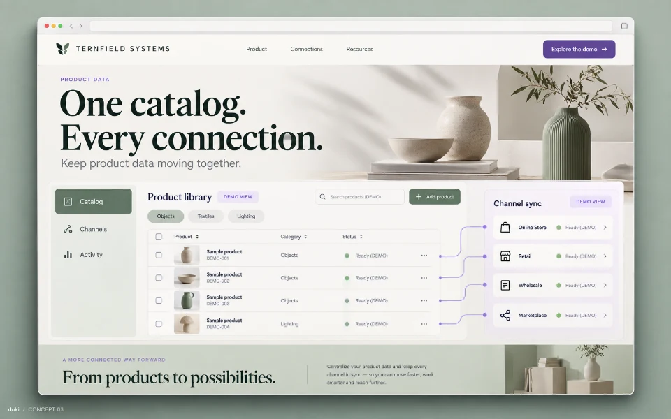 TERNFIELD SYSTEMS · Sitio web de automatización de sincronización de catálogo