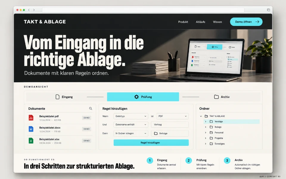 TAKT & ABLAGE · Sitio de automatización de flujos de trabajo de documentos