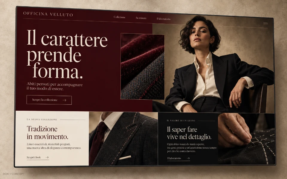 OFFICINA VELLUTO · Sitio web de sastrería a medida y moda