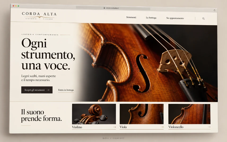 CORDA ALTA · Sitio web de taller de instrumentos de cuerda