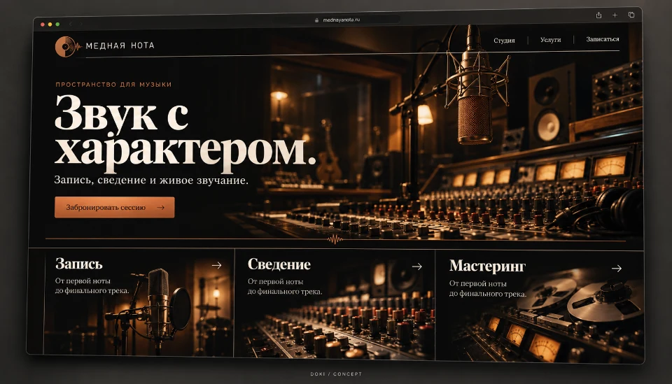 МЕДНАЯ НОТА · Sitio web de estudio de grabación