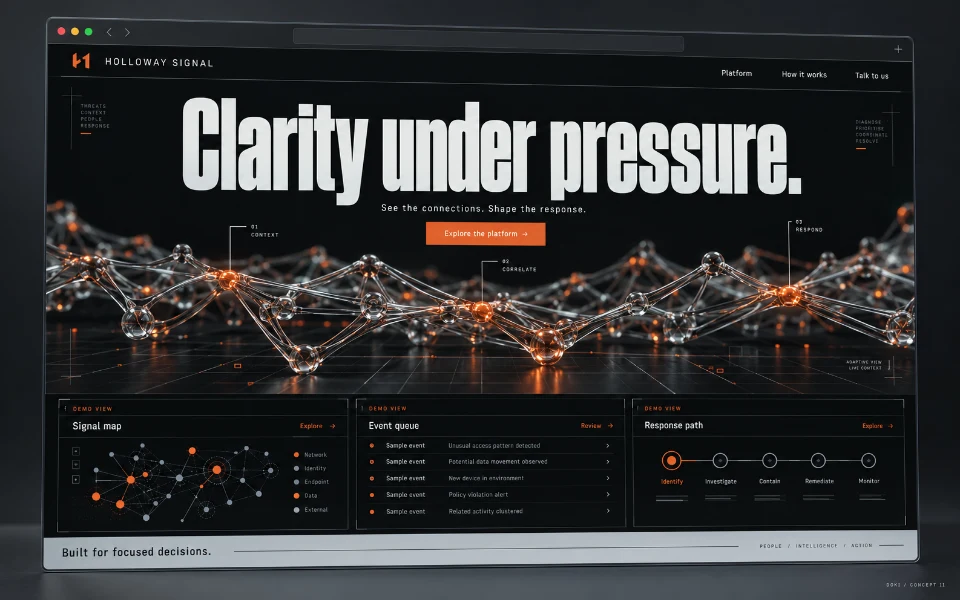 HOLLOWAY SIGNAL · Sitio web de plataforma de ciberseguridad