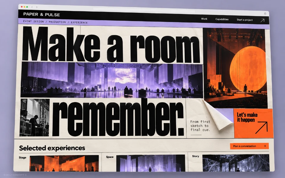 PAPER & PULSE · Sitio web de estudio de diseño de eventos
