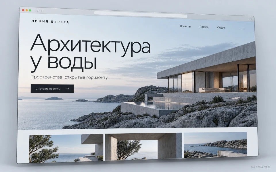 ЛИНИЯ БЕРЕГА · Sitio web de estudio de arquitectura