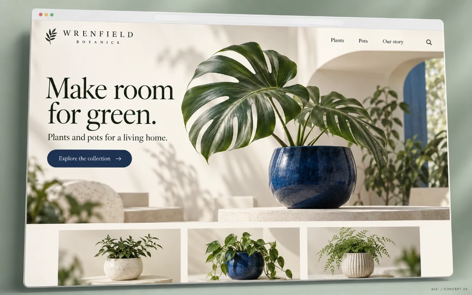 WRENFIELD BOTANICS · Sitio web de tienda de plantas y macetas