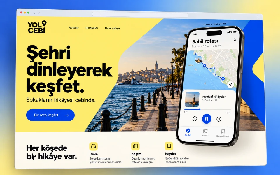 YOL CEBİ · Sitio web de la app iOS de guía de audio de ciudad