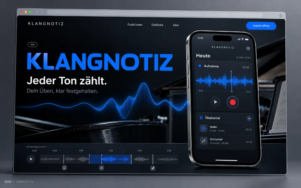 KLANGNOTIZ · Sitio web de la app iOS de práctica musical
