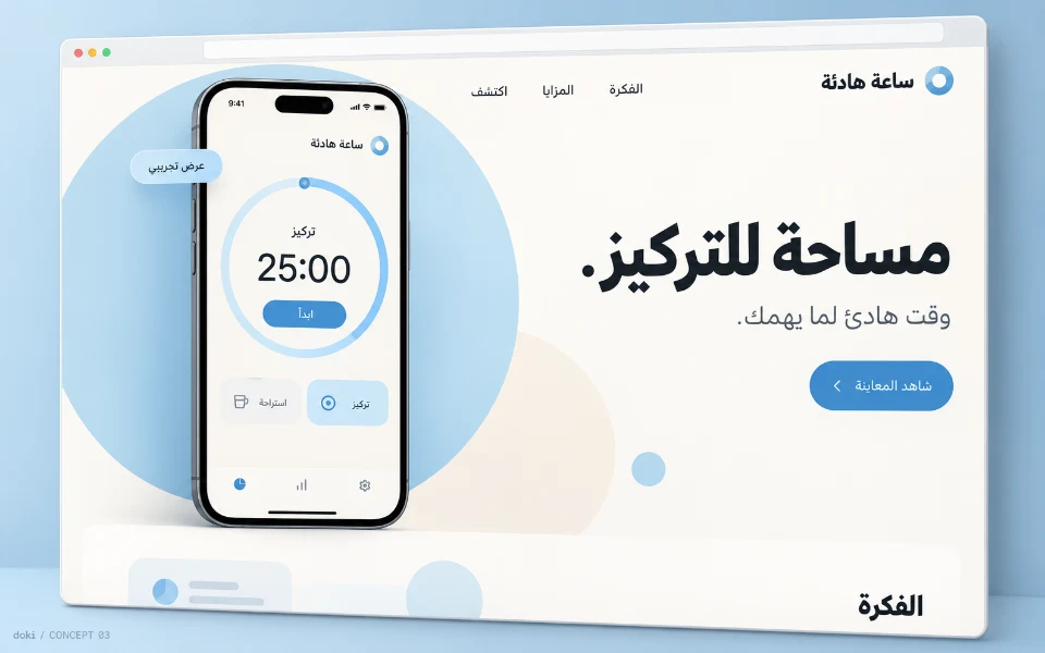 ساعة هادئة · Sitio web de aplicación iOS de temporizador de enfoque