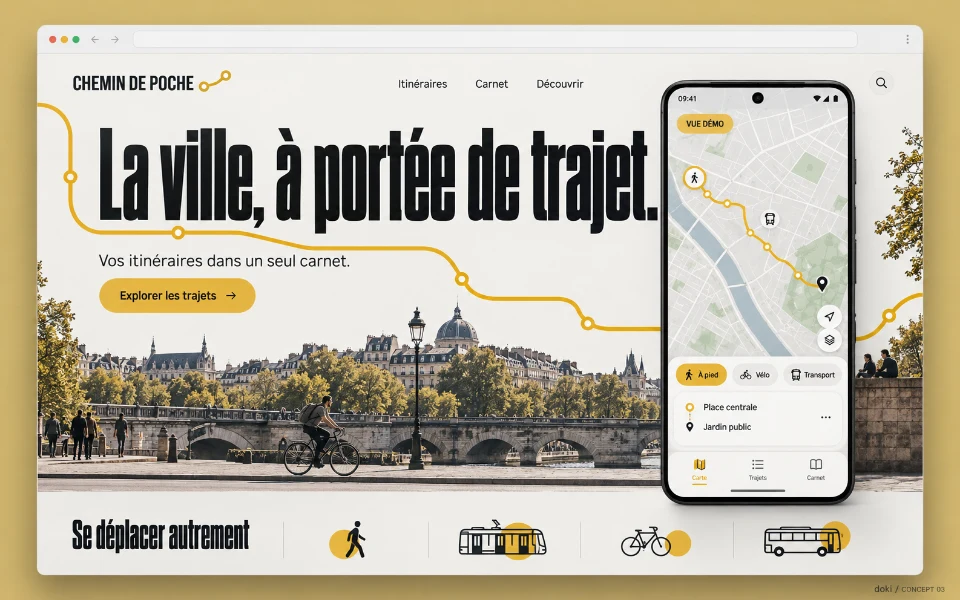 CHEMIN DE POCHE · Sitio web de la app Android de planificador de viajes